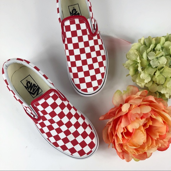 Vans Shoes - Vans platform slip on classic sneakers red checker